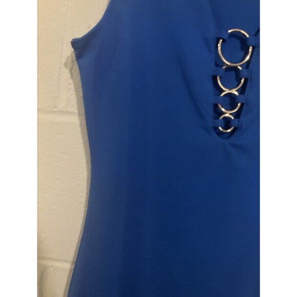 Derek Heart Women's Stretch Dress With Gold Rings on Top Size S SMALL Color Blue - Picture 3 of 8